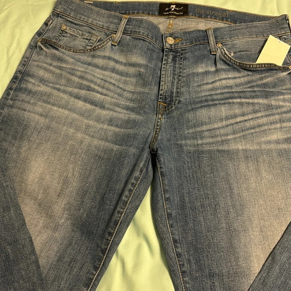 7 for All Mankind Luxe Performance The Straight Leg Jeans Sz 38 - Picture 5 of 13